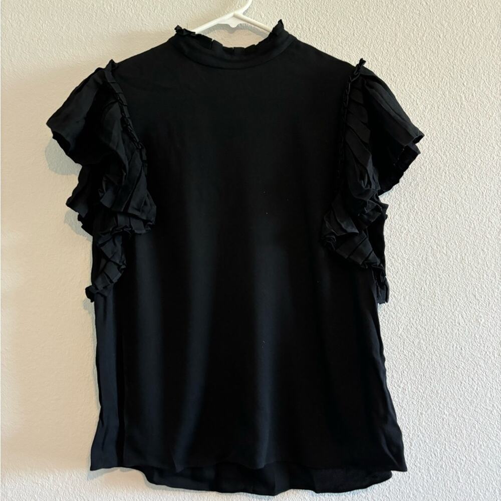 Kate Spade Black Ruffle Sleeves Top size Small